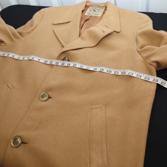 Hickey Freeman Flight Coat Mens Vintage 1973 Tan Wool? Size 50** Approx Custom - Picture 9 of 14